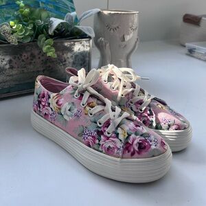 Floral Canvas Platform Sneakers